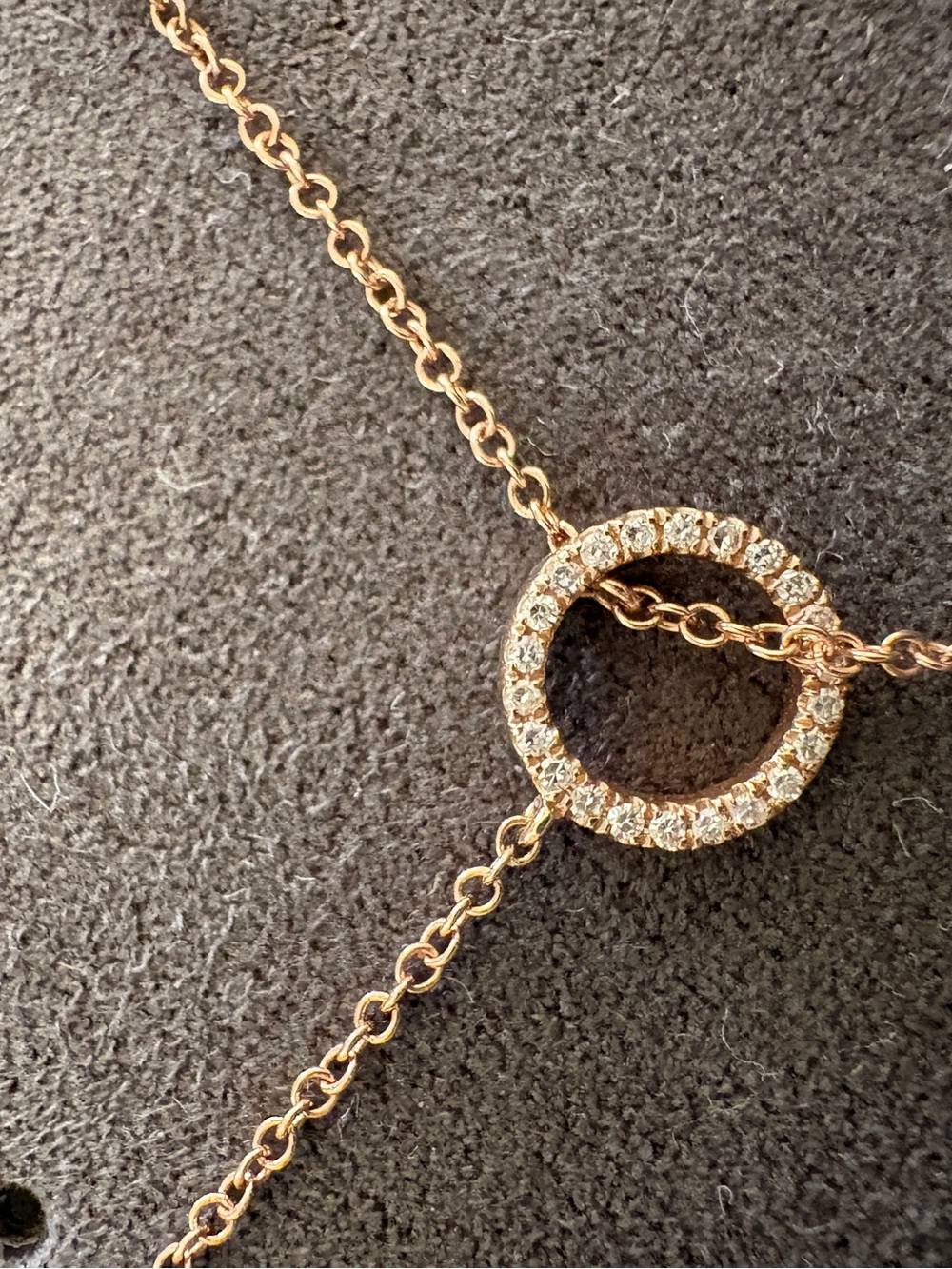 EF Collection Diamond Open Circle Lariat Necklace in Rose Gold
